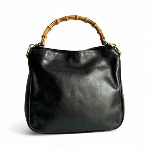 GUCCI Diana Bag Bamboo Top Handle Purse Vintage Designer Old Money Black Leather